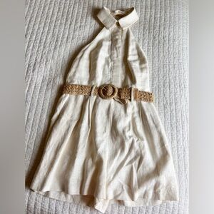 House of Harlow Cream Linen Halter Jumpsuit